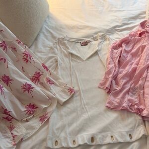 Palm Royale Pink and White womens cover up 3 lot Set
